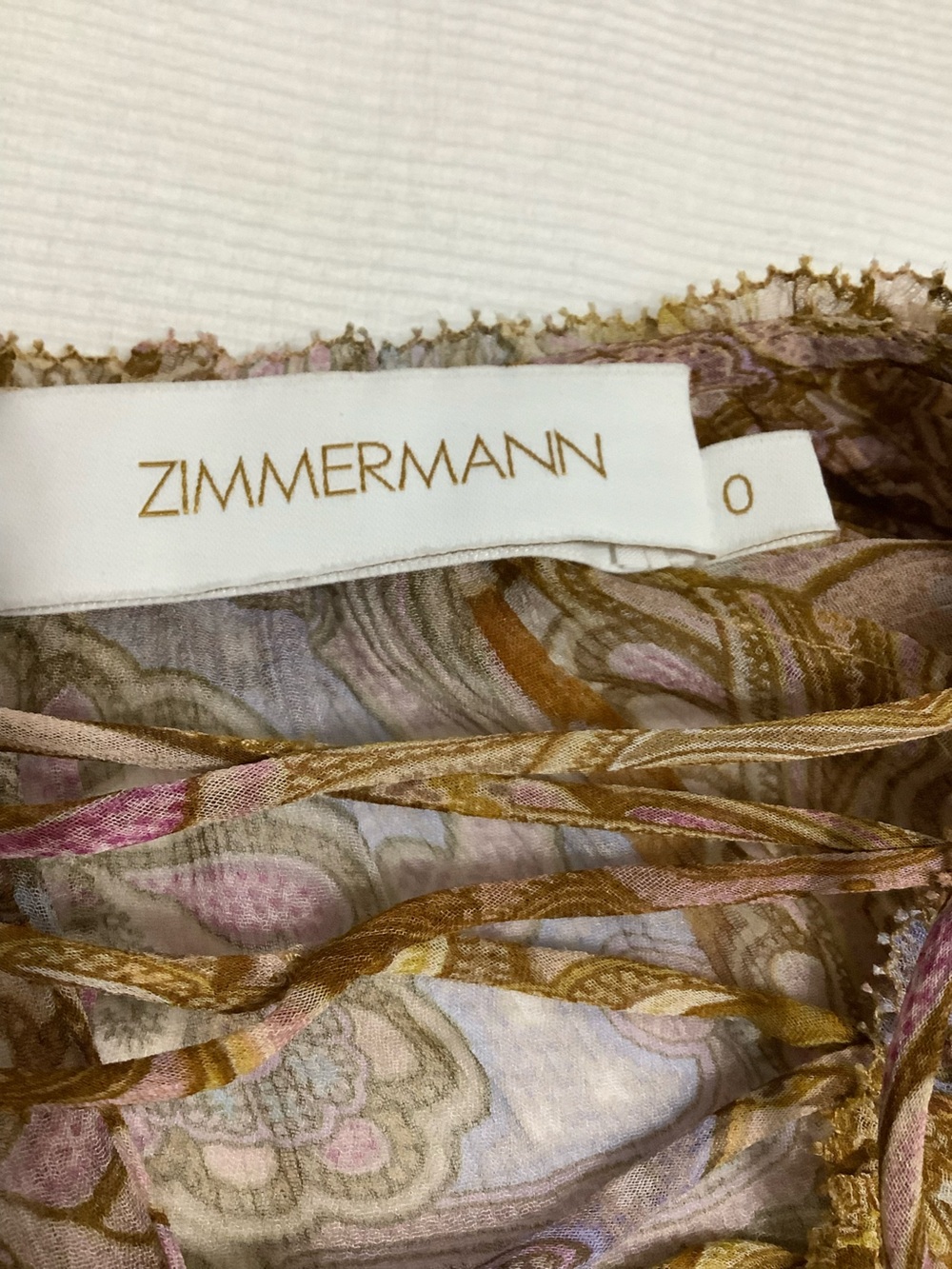 Zimmermann Mustard Paisley Lace-Up Ruffle Mini Dress Size 0 (0254) - Picture 4 of 16